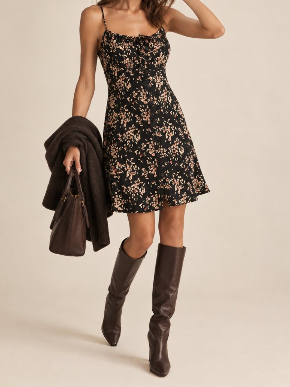 NWT Ba&sh Dark Floral Dress Sz S